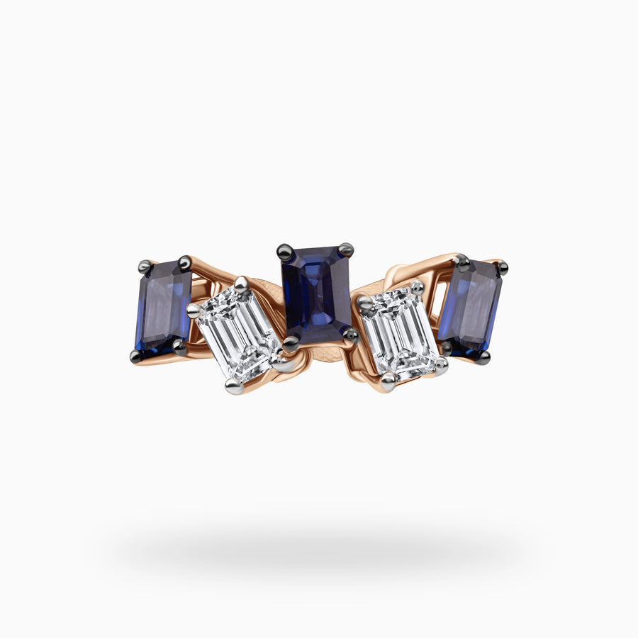 Sapphire and Diamond Fusion Ring