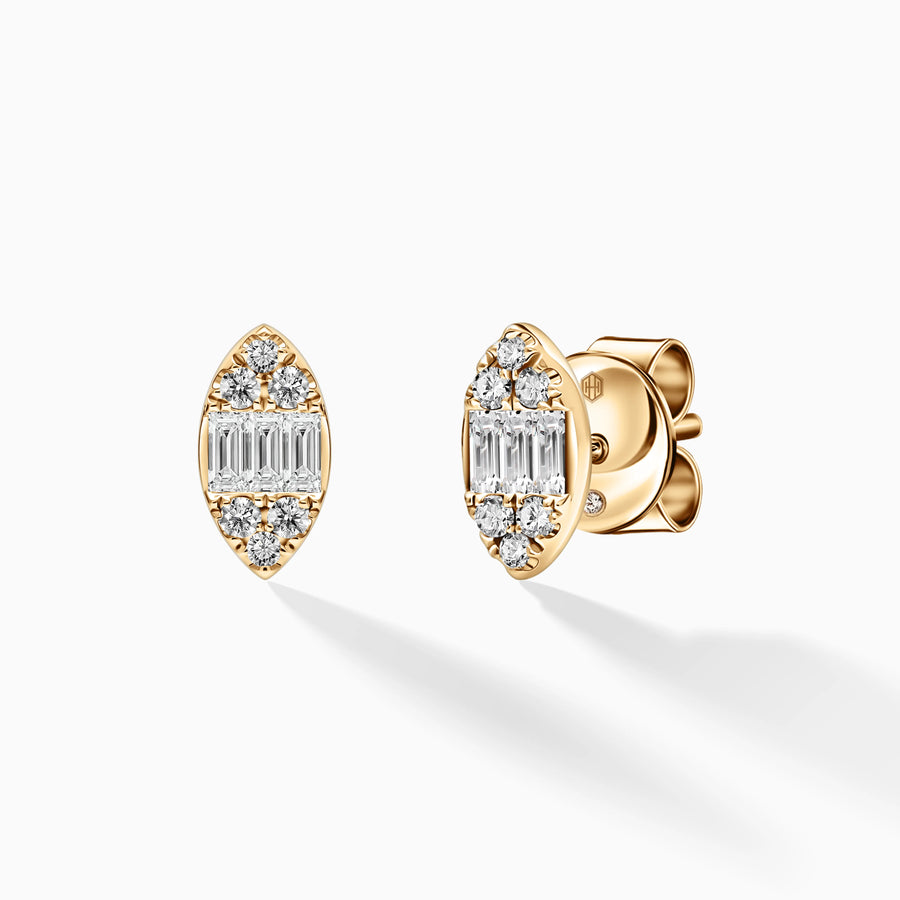 Elongated Oval Diamond Earrings
