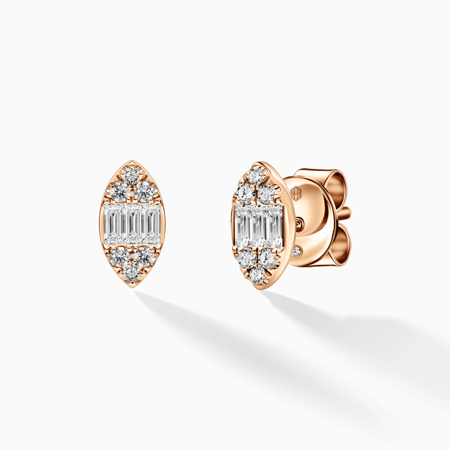 Elongated Oval Diamond Earrings